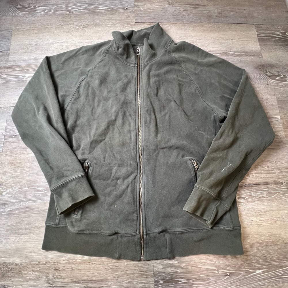 Gap Full Zip Sweatshirt Mens Large Olive Green Mock Neck‎ Raglan Jacket